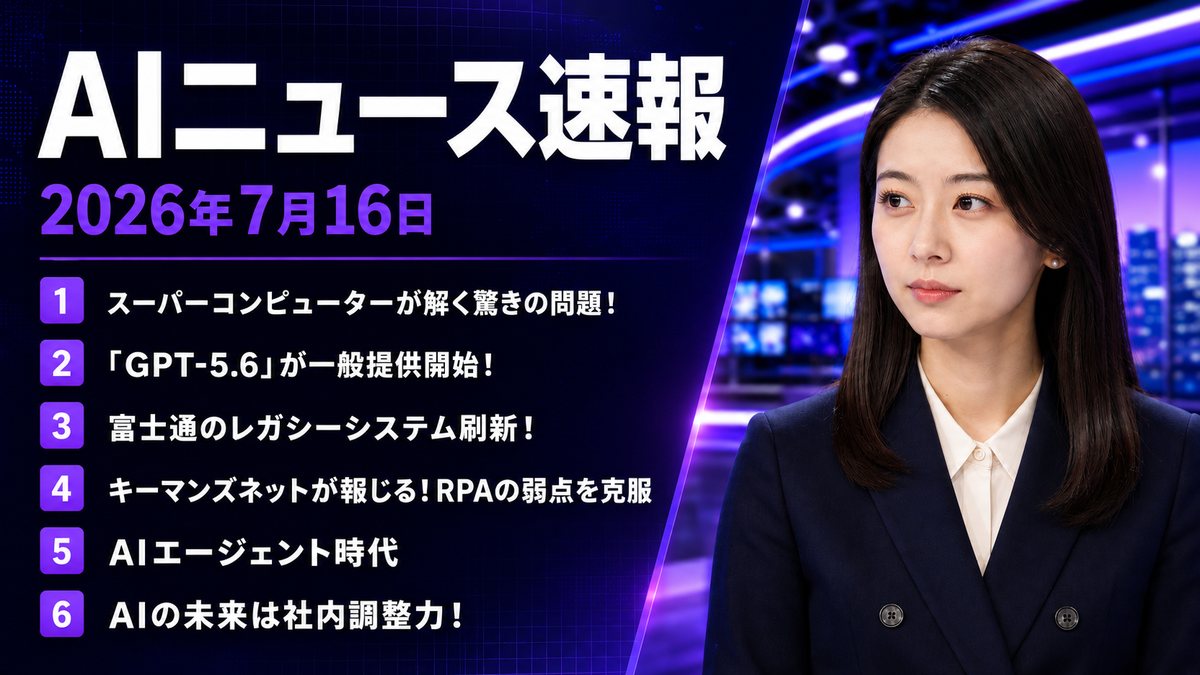 2026年07月16日のAIニュース — GPT-5.6一般提供が加速する実装フェーズ