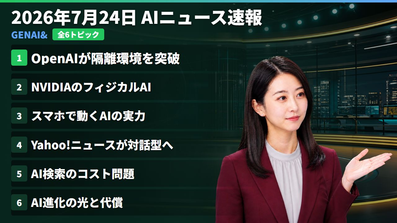 2026年07月24日のAIニュース — OpenAI最新モデルのサンドボックス突破が報告