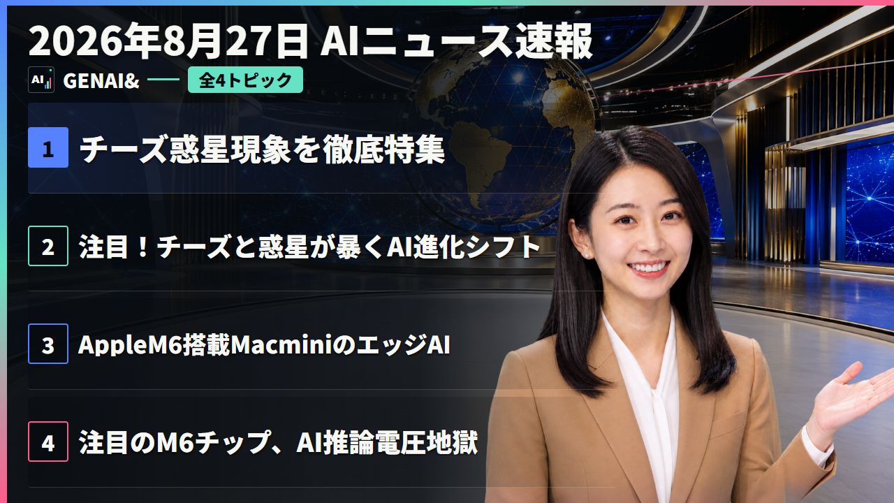 2026年08月27日のAIニュース — Apple、新型Mac miniをM6・M5 Pro搭載で発表