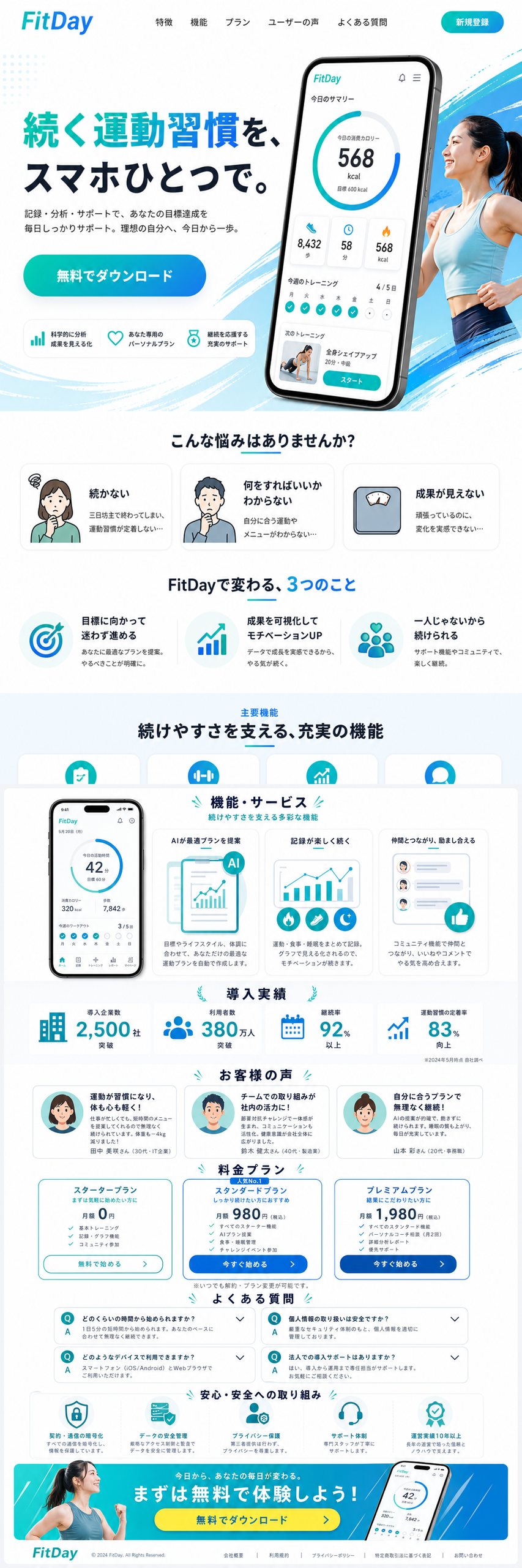 フィットネスアプリの訴求LP