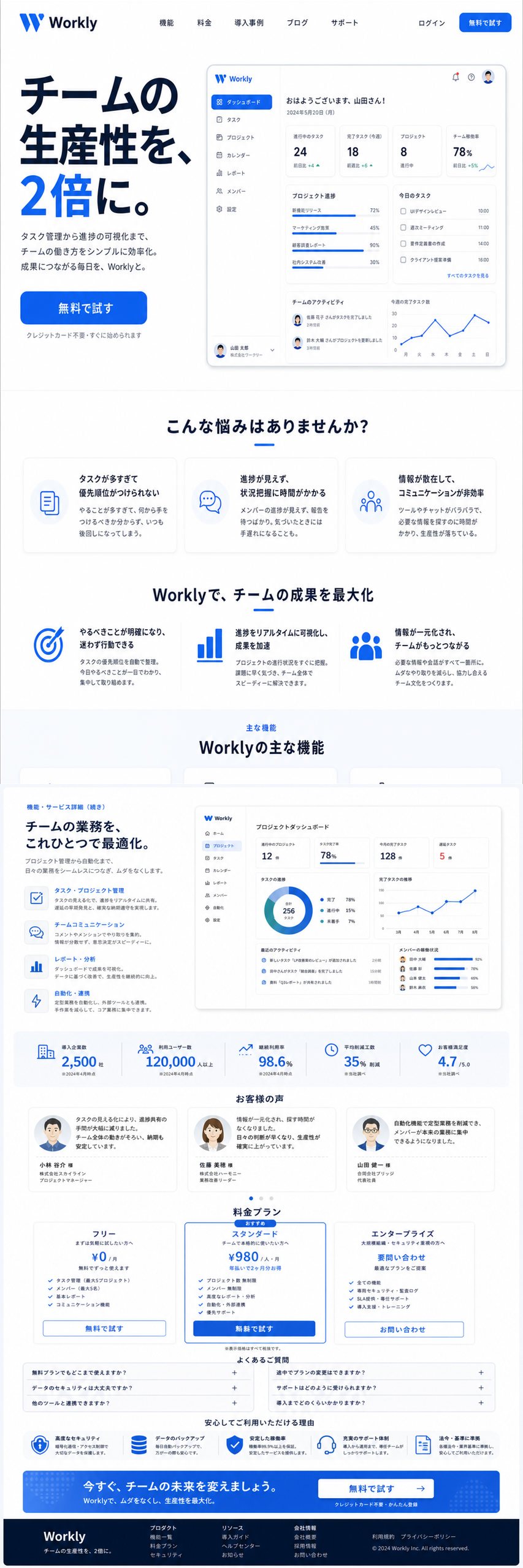 業務効率化SaaSのサービス紹介LP